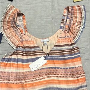Current Air Women's Striped Top - Orange and Blue